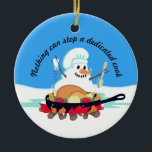 Melting snowman chef turkey Christmas ornament<br><div class="desc">Nothing can stop a dedicated cook,  with melting snowman chef cooking a turkey dinner over an open fire on this Christmas tree ornament for your favorite cook,  or to hang on your culinary Christmas tree.</div>