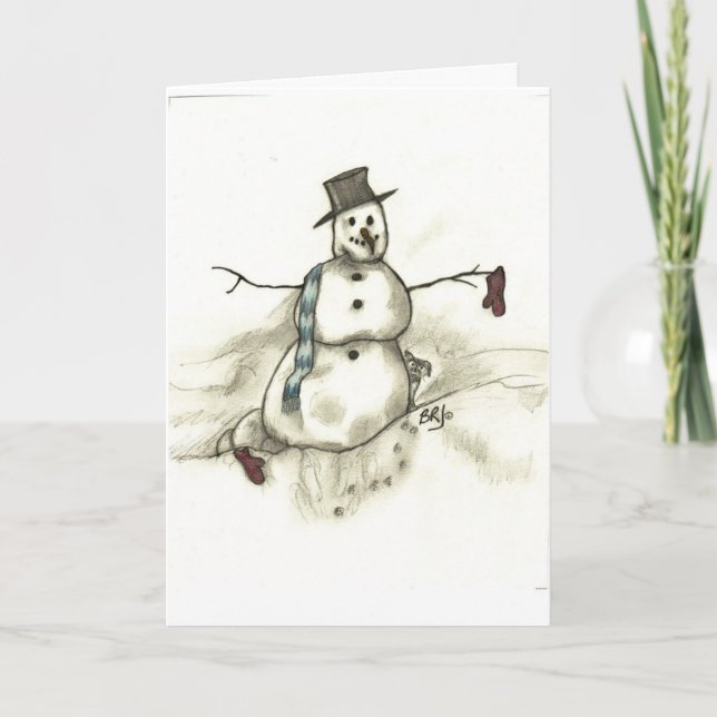 Melting snowman holiday card (Front)