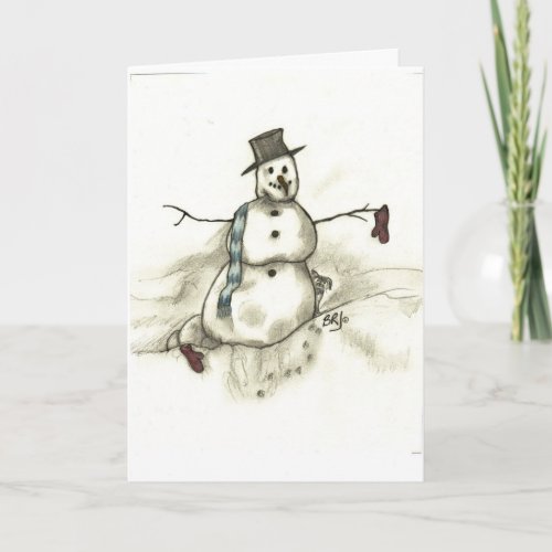 Melting snowman holiday card