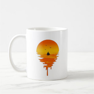 Melting Sunset Mug – Surreal Ocean Horizon with Sa