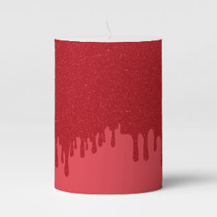 Melting Tomato Red Pillar Candle – Customizable