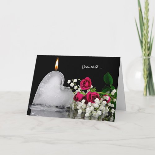 melting valentine ice heart candle and roses holiday card