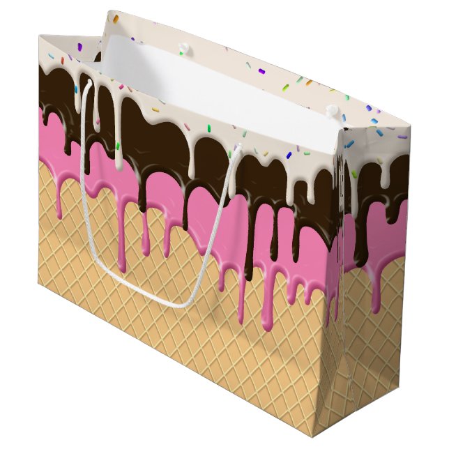 melting vanilla chocolate strawberry ice cream  large gift bag (Front Angled)