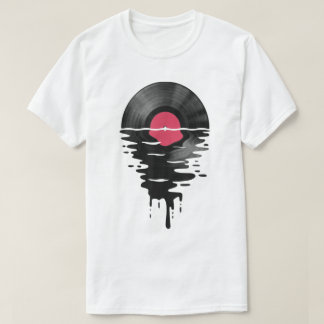 Melting Vinyl Record Retro Design T-Shirt