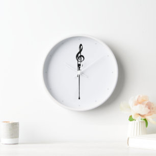Melting White Treble Clef White Clock