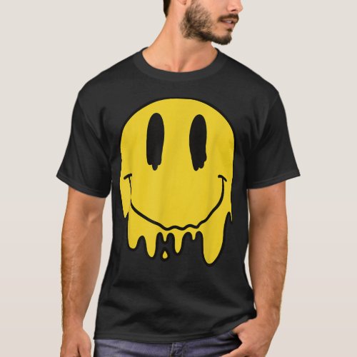 Melting Yellow Smile Funny Smiling Melted Dripping T_Shirt