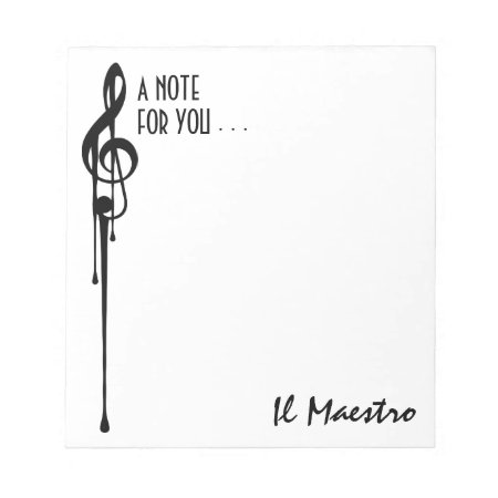 Meltpoint White Black G-clef 'il Maestro' Custom Notepad