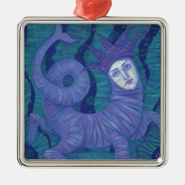 Melusine, Melusina, fantasy, surreal, water spirit Metal Ornament (Front)