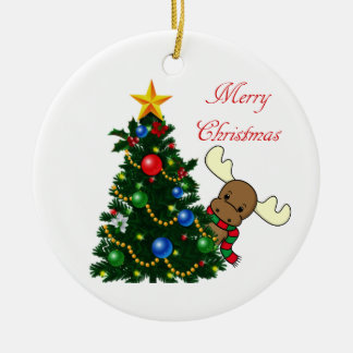 Melvin Moose Peeking Ceramic Ornament