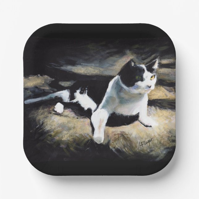 Melvin the Cat Fine Art Paper Plates (Front)