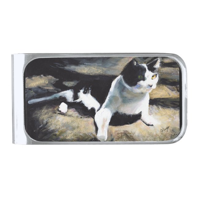 Melvin the Cat Fine Art  Playing Cards Silver Finish Money Clip (Front)