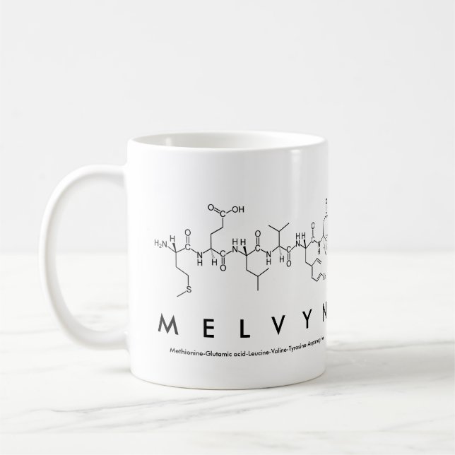 Melvyn peptide name mug (Left)