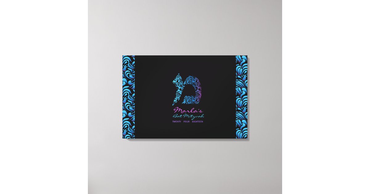 Mem Hebrew Letter Bat Mitzvah Memory Sign-In Board Canvas Print | Zazzle