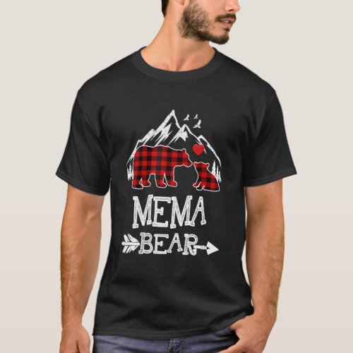 Mema Bear Red Buffalo Plaid Grandma Bear Pajama T_Shirt