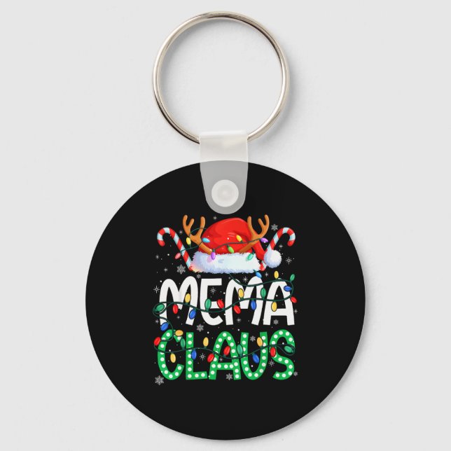Mema Claus Christmas Lights Pajama Family Matching Keychain (Front)