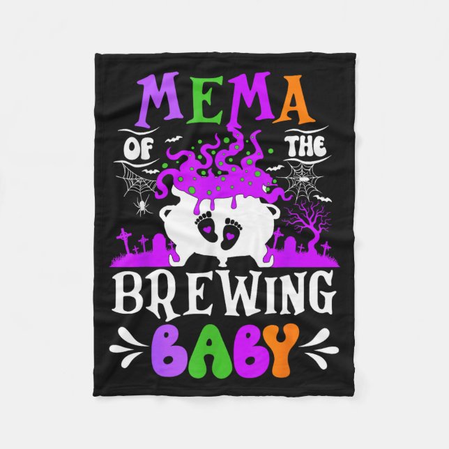 Mema Of The Brewing Baby Grandma To Be Halloween  Fleece Blanket (Front)