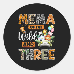 Mema Of The Wild And Three 3rd Birthday Boy Safari Classic Round Sticker