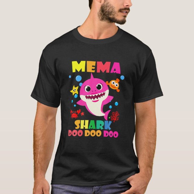 Mema Shark Doo Doo Funny Baby Mommy Daddy Kids T-Shirt (Front)