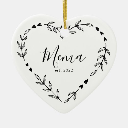 Mema Year Est Christmas Ceramic Ornament