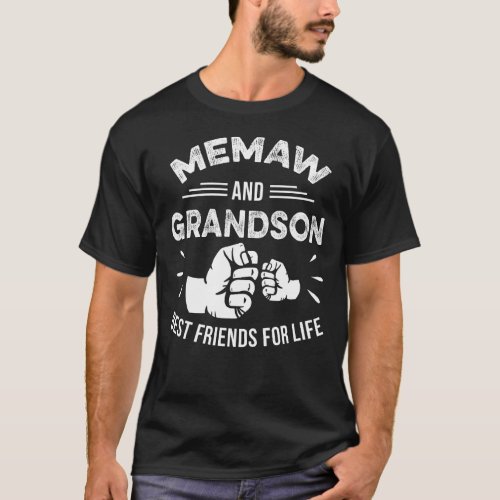 Memaw And Grandson Matching Fist Bump Best Friend  T_Shirt