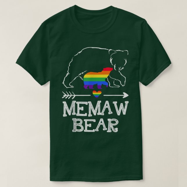 Memaw Bear Proud Aunt Rainbow Flag LGBT Pride Mont T-Shirt (Design Front)