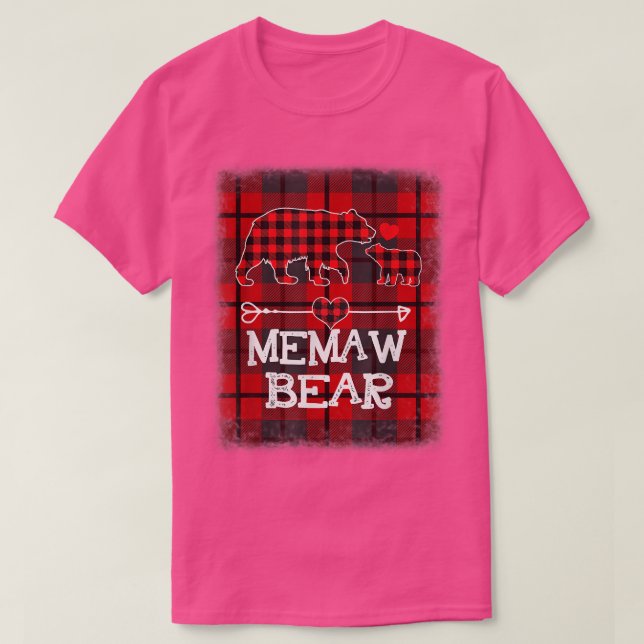 Memaw Bear Red Buffalo Plaid Memaw Bear  T-Shirt (Design Front)