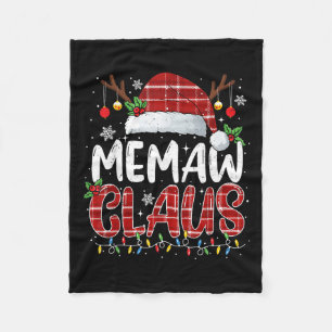 Memaw Claus Christmas Lights Pajama Family Matchin Fleece Blanket