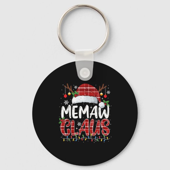 Memaw Claus Christmas Lights Pajama Family Matchin Keychain (Front)