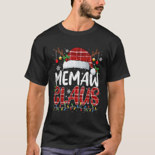 Memaw Claus Christmas Lights Pajama Family Matchin T-Shirt