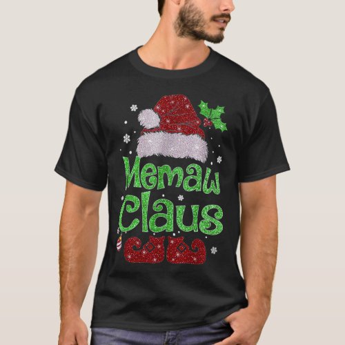 Memaw Claus  Christmas Pajama Family Matching Xmas T_Shirt