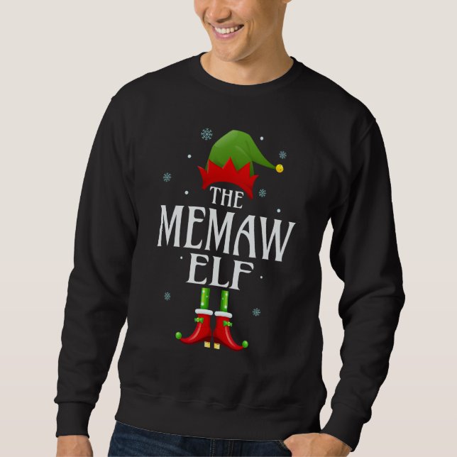 Memaw Elf Xmas Matching Family Group Christmas Par Sweatshirt (Front)