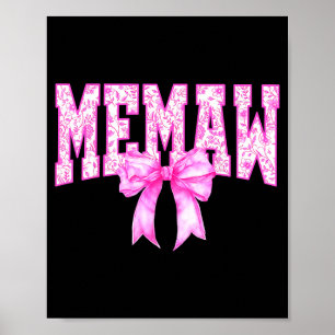 Memaw floral toile pink coquette bow grandma for poster