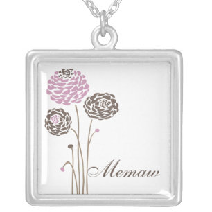 Memaw Necklace Stylish Dahlia Flowers