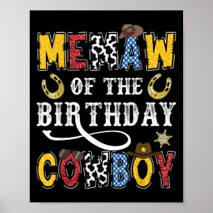 Memaw Of The Birthday Cowboy Western Rodeo Memaw Poster