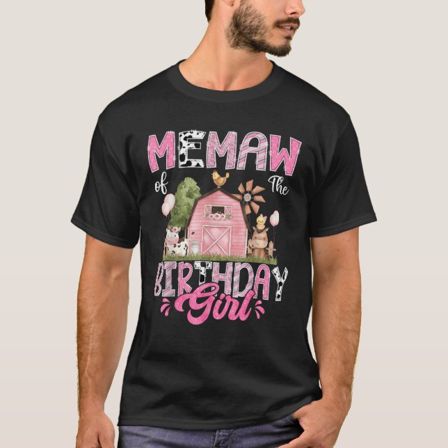 Memaw Of The Birthday Girl 1St Birthday Pink Cow F T-Shirt (Front)