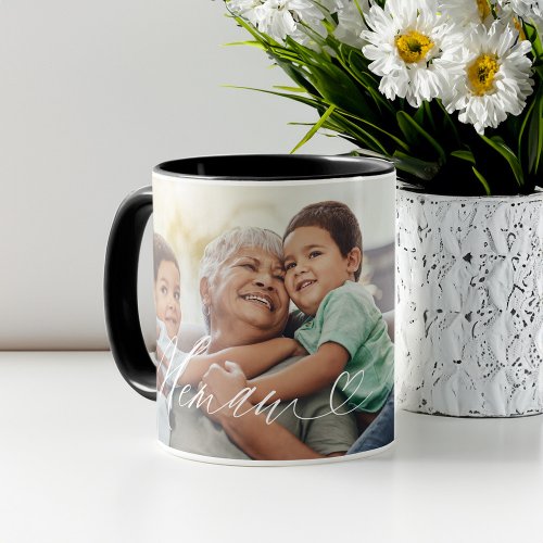 Memaw Script Heart Grateful for Every Moment Photo Mug