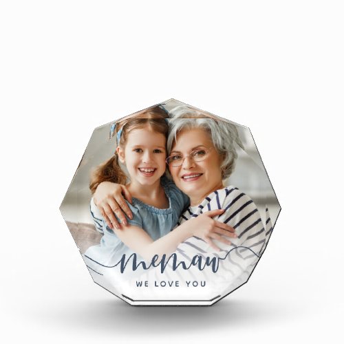 Memaw We Love You  Grandma Script Overlay Photo Block