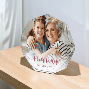 Memaw We Love You Grandma Script Overlay Photo Block