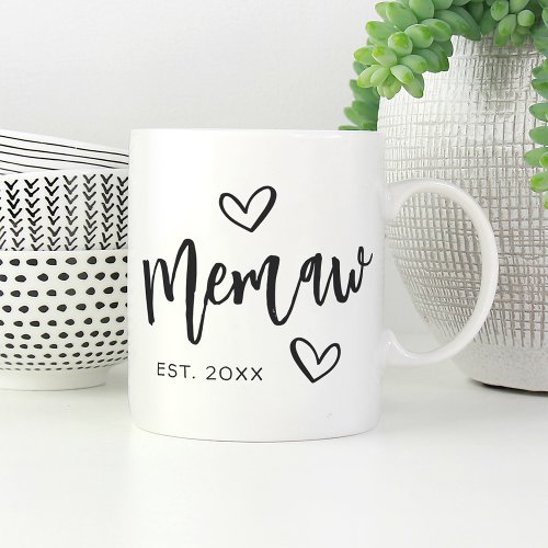 Memaw Year Established Grandma Coffee Mug