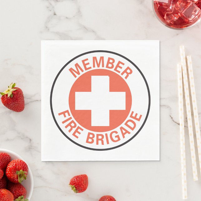 Member Fire Brigade Sign Red Cross Firefighter Napkins (Creator Uploaded)