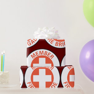 Member Fire Brigade Sign Red Cross Firefighter Wrapping Paper