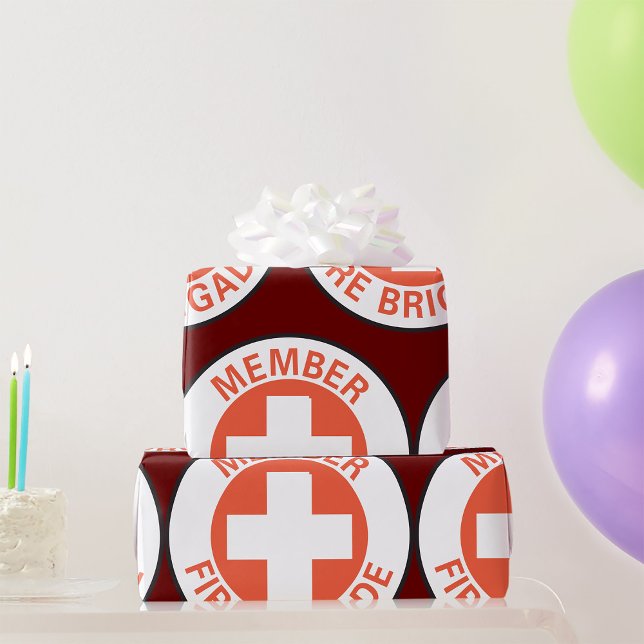 Member Fire Brigade Sign Red Cross Firefighter Wrapping Paper (Creator Uploaded)