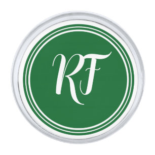 Member Guest Tournament Green Script Monogram Silver Finish Lapel Pin