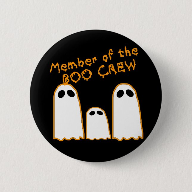Member of the BOO CREW Funny Ghost Design Button (Front)