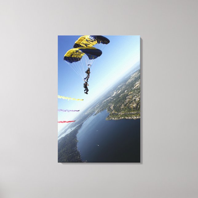 Members of the US Navy Parachute Team Canvas Print (Front)