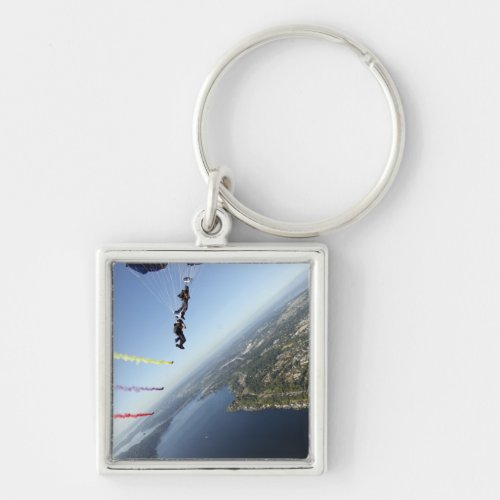 Members of the US Navy Parachute Team Keychain