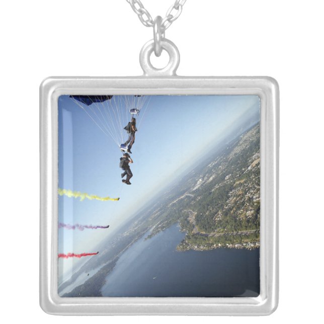 Members of the US Navy Parachute Team Silver Plated Necklace (Front)