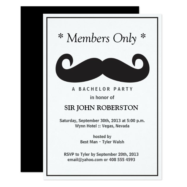 Members Only Bachelor Party Invitation