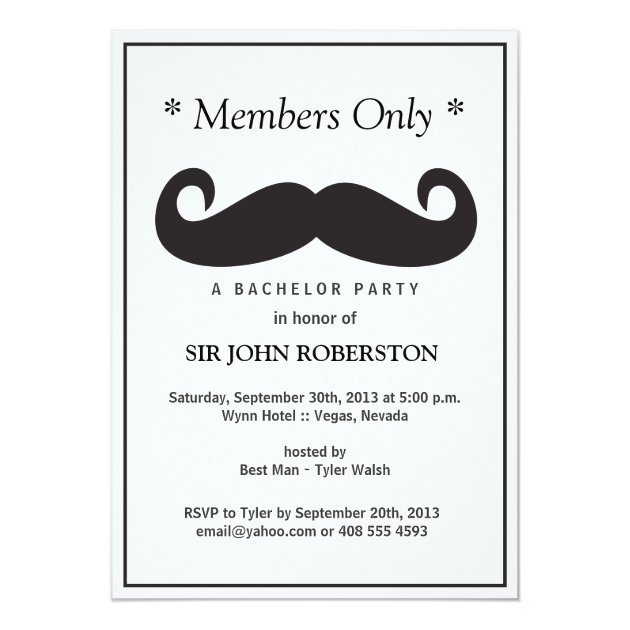Members Only Bachelor Party Invitation
