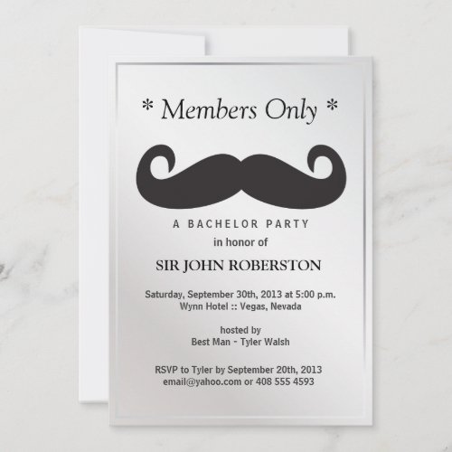 Members Only Bachelor Party Invitation